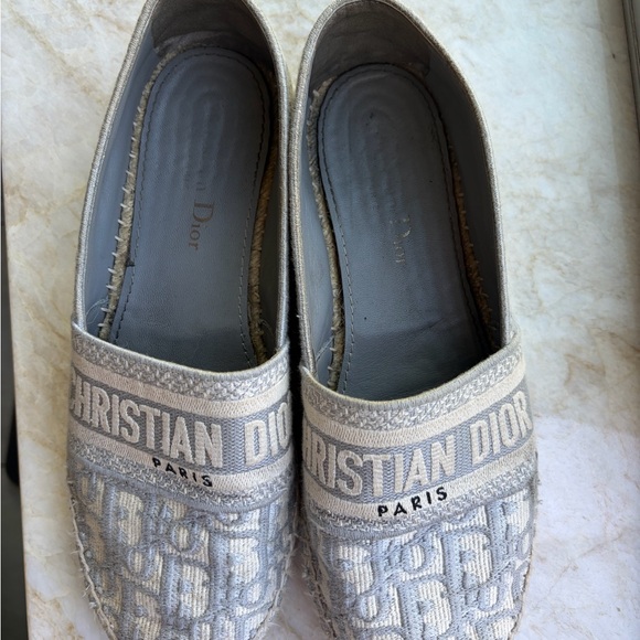 Authentic Dior Oblique Jacquard Whipstich Trim Elegant Espadrilles